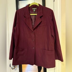 Eddie Bauer Women's Deep Burgundy Blazer- Large Petite